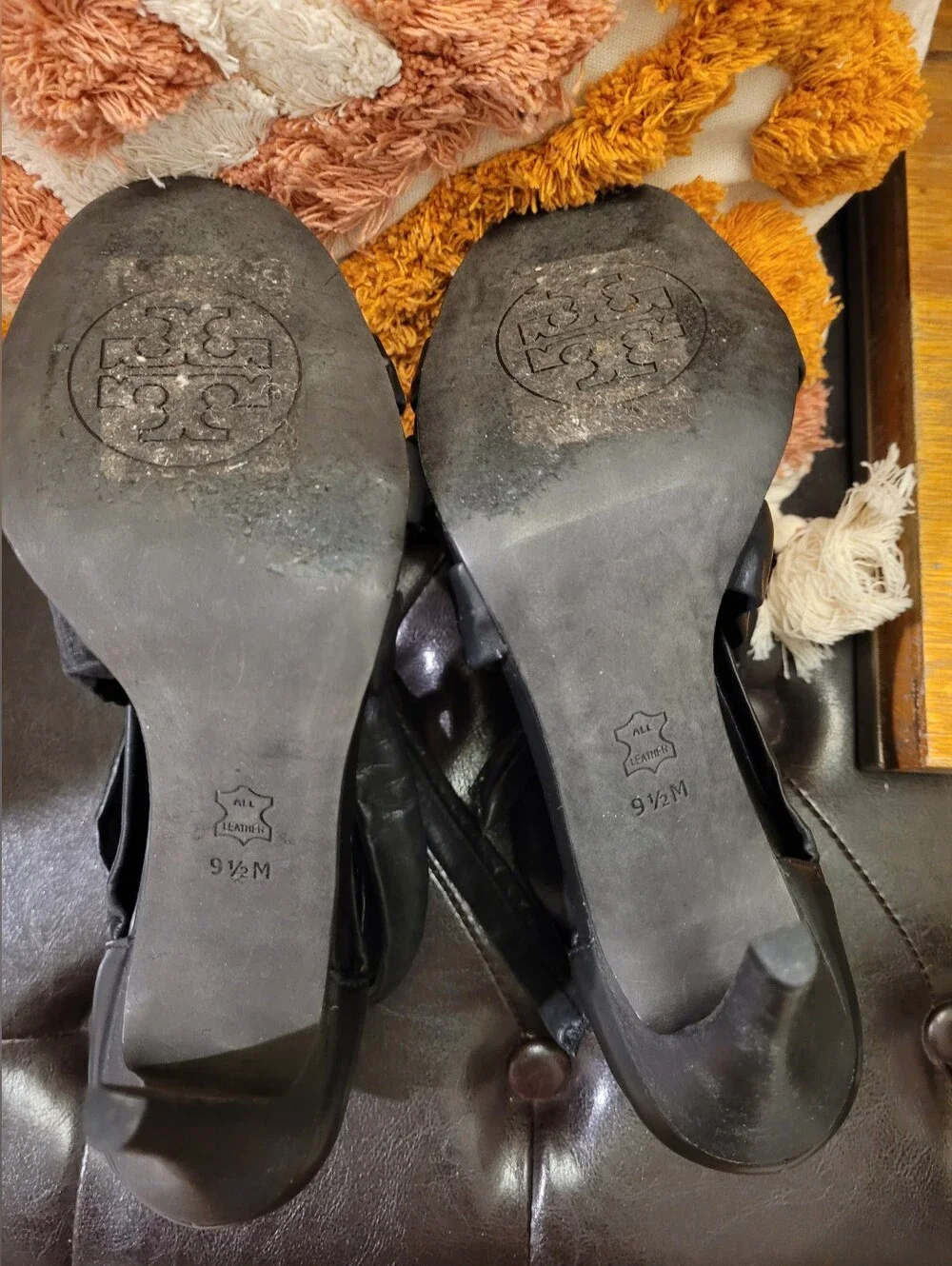 Tory Burch Leather Black Wrap-Around Strappy Stiletto Sandal